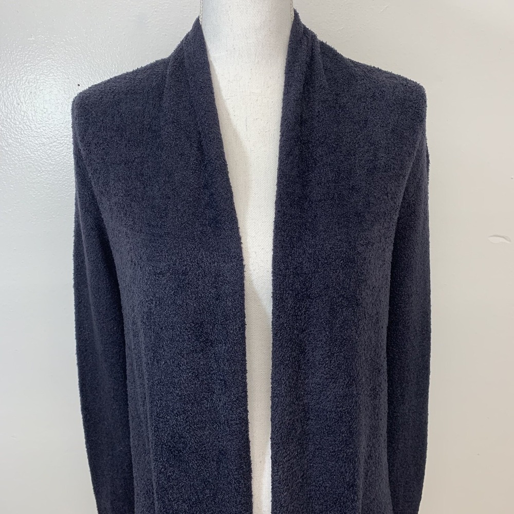 Barefoot Dreams Open Bamboo Chic Lite Cardigan XS Pocket Sweater Charcoal Gray - Picture 2 of 10